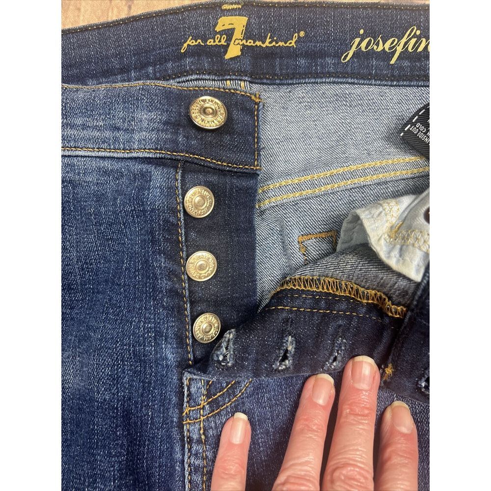 7 for All Mankind Distressed Josefina Skinny Boyfriend Denim Blue Jeans Size 26 - Picture 6 of 7